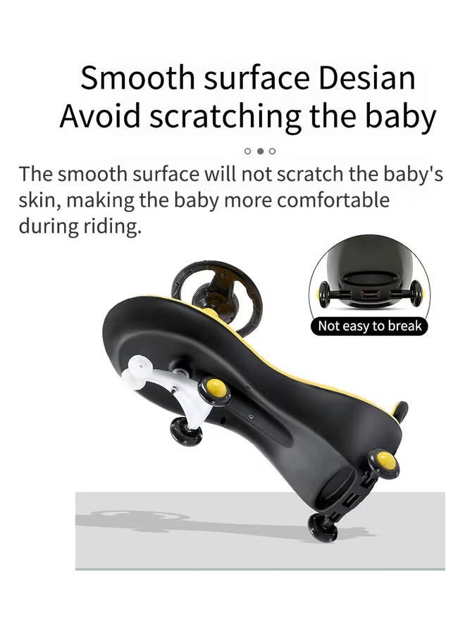 سيليكشن سيارة ملتوية للأطفال بالموسيقى والإضاءة – Ride On Wiggle Car بدون بدالات – لون أصفر – من 2 إلى 6 سنوات - Image 3